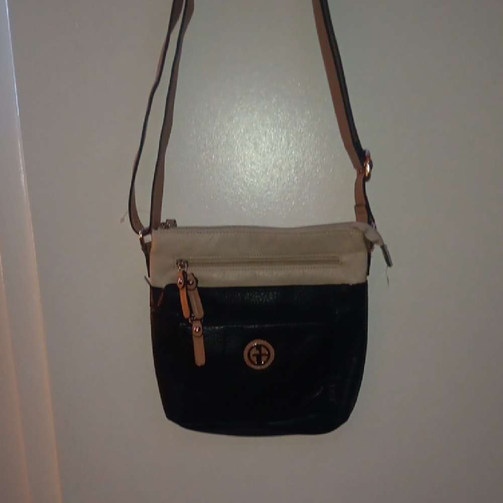 Giani Bernini Black and Cream Crossbody Bag